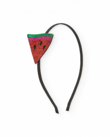 Girls plain headband with watermelon applique