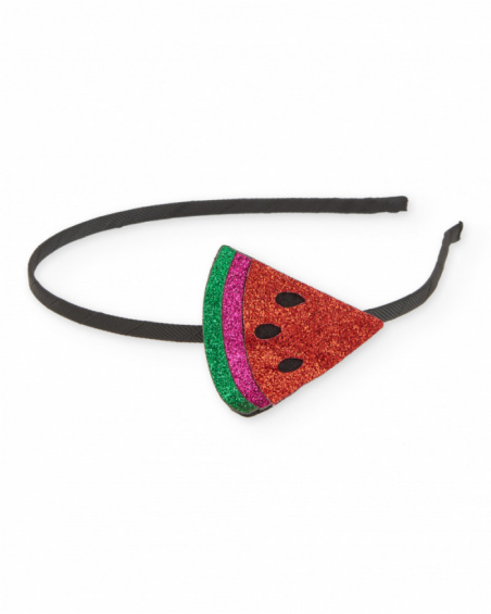 Girls plain headband with watermelon applique