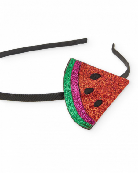 Girls plain headband with watermelon applique