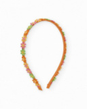 Girls plain headband with floral embroidery