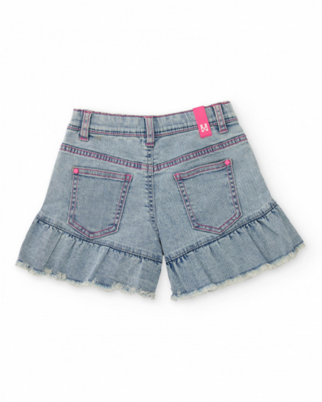 Girls plain soft denim shorts