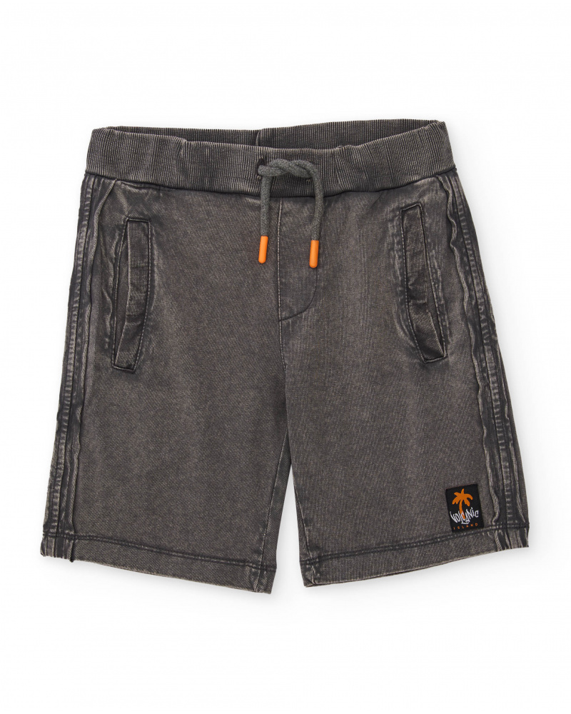 Boys knit bermuda shorts with a washed effect