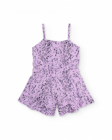 Girls knit jumpsuit with a ruffle neckline