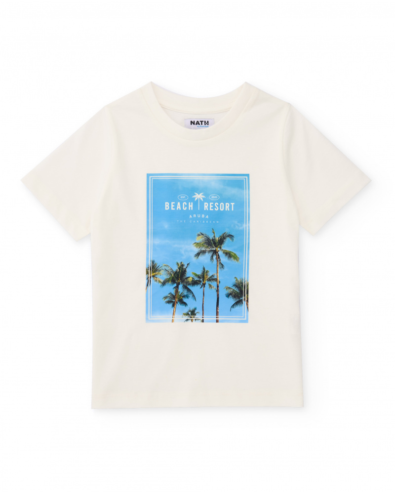 Boys knit T-shirt with a photographic print