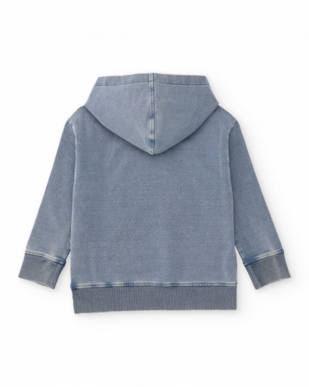 Boys knit and denim sweatshirt with a washed effect
