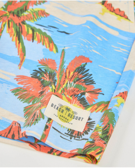 Boys knit bermuda shorts with palm tree print