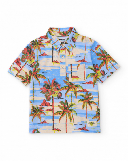 Boys knit T-shirt with a tropical print