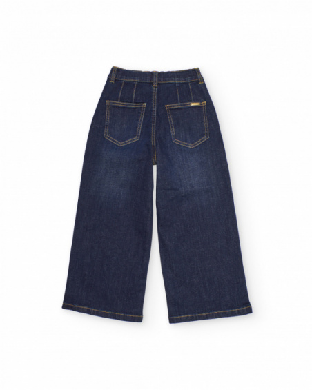 Girls plain pants in denim fabric