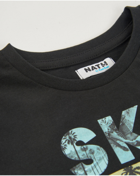 Boys’ knit T-shirt with embellished lettering