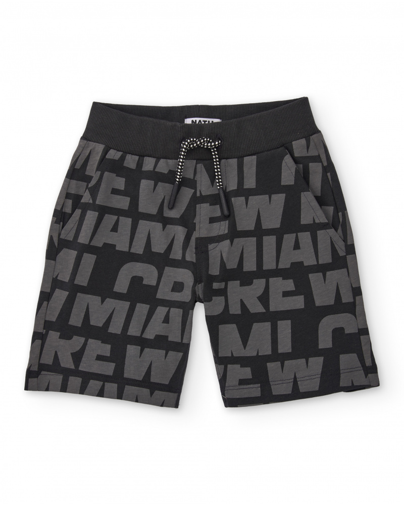 Boys’ knit bermuda shorts with letter print