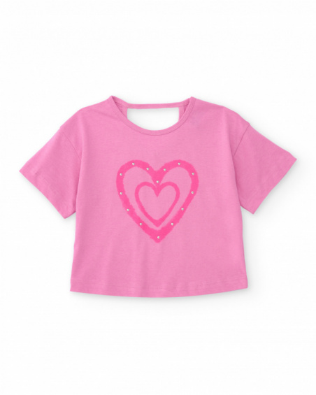 Girls’ knit T-shirt with sparkling appliqués