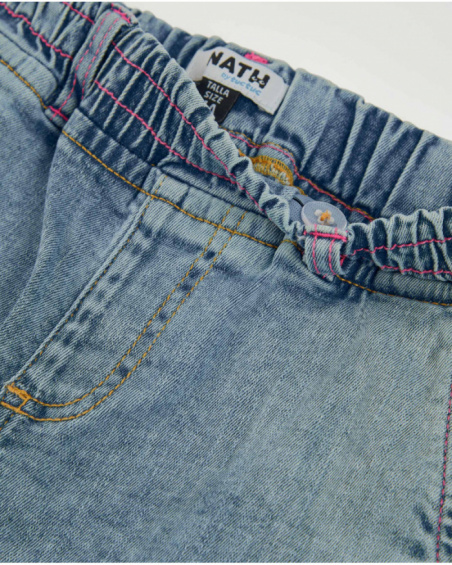 Girls’ cargo-design trousers in woven fabric and denim