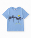Boys’ knit T-shirt with palm trees front design