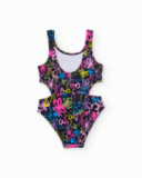 Girls’ knit swimsuit with side cut-outs