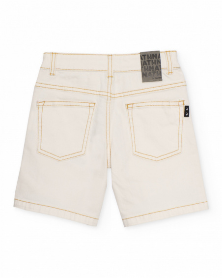 Boys’ woven bermuda shorts with contrast stitching