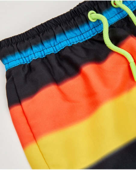 Boys’ woven swim shorts with multicolour stripes