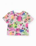 Girls’ knit T-shirt with summer print