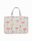 Girls’ woven bag with palm tree print