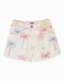 Girls’ woven shorts with all-over palm tree design