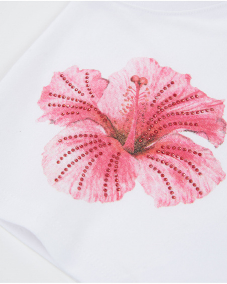 Girls’ knit T-shirt with decorative flowers