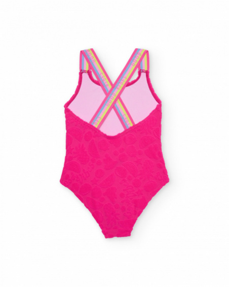 Girls’ knit swimsuit with crossed straps