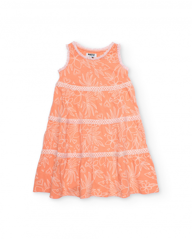 Girls’ knit dress with decorative stripes