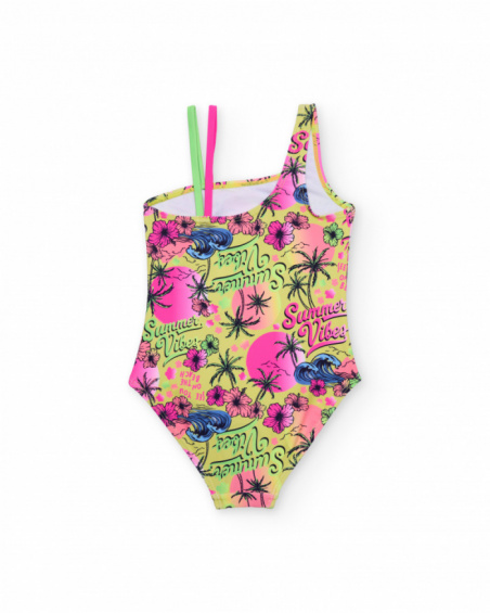 Girls’ knit swimsuit with asymmetric design