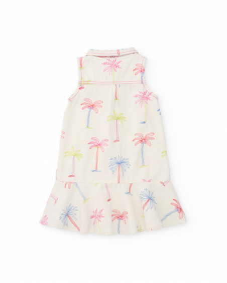 Girls’ woven dress with palm tree print