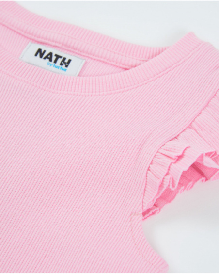 Girls’ knit top with ruffle sleeves