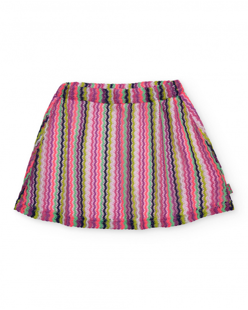 Girls’ knit skirt with wavy stripes