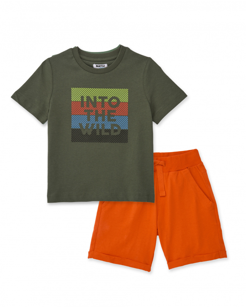 Boys’ knit set with graphic slogan