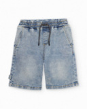 Boys’ woven bermuda shorts in woven fabric and denim