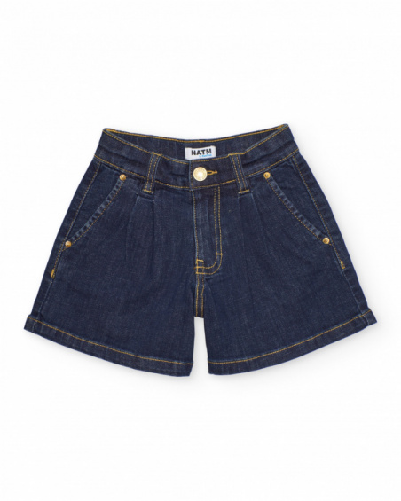 Girls’ woven shorts in dark denim