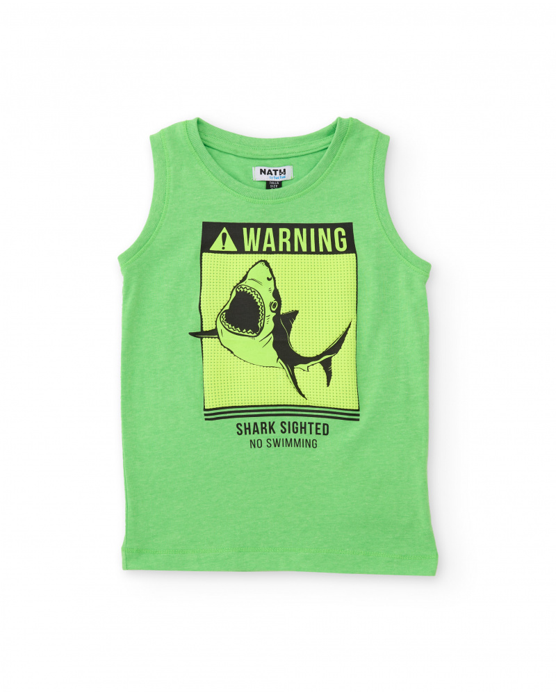 Boys’ knit T-shirt with shark graphic