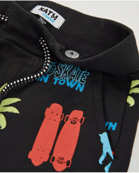 Boys’ knit bermuda shorts with urban motifs