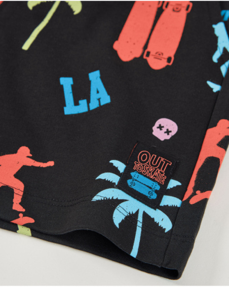 Boys’ knit bermuda shorts with urban motifs