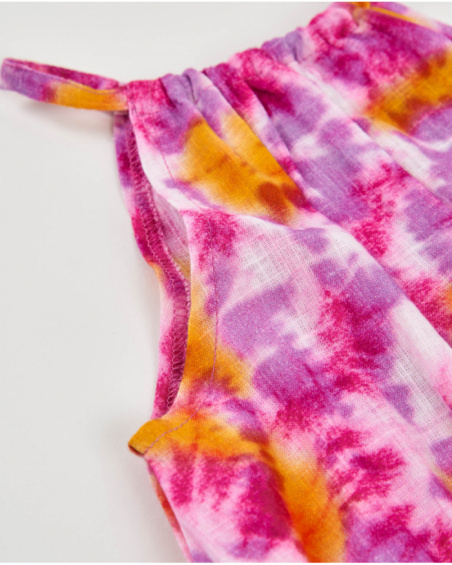 Girls’ woven dress with tie-dye design