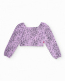 Girls’ knit top with long puff sleeves