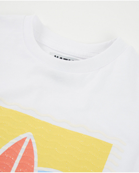 Boys’ knit T-shirt with surfboard graphic