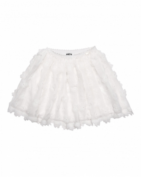 Girls’ woven skirt with raised flowers