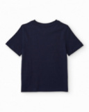 Boys’ knit T-shirt with coastal illustration