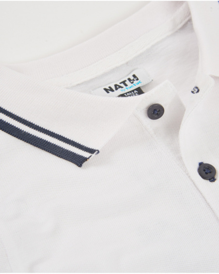 Boys’ knit polo with contrast piping