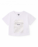 Girls’ knit T-shirt with metallic print