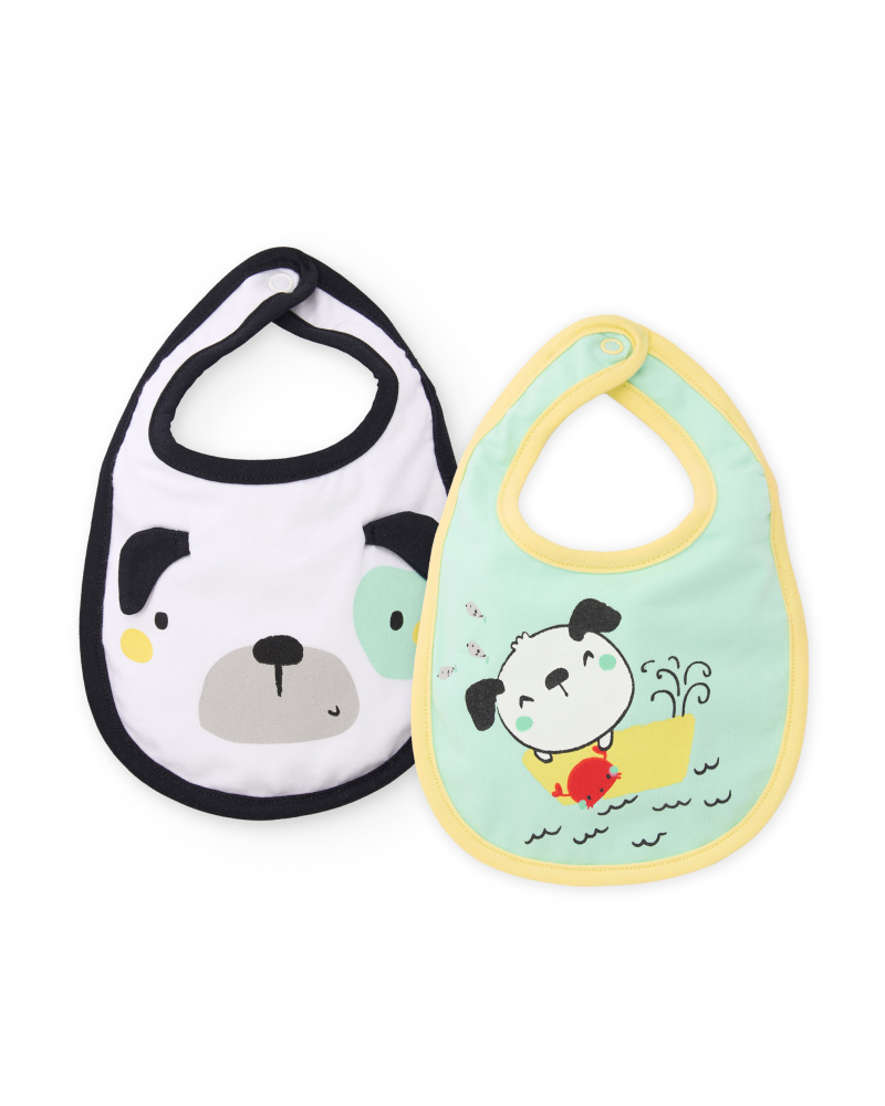 Newborn knitted bib set with snap closure