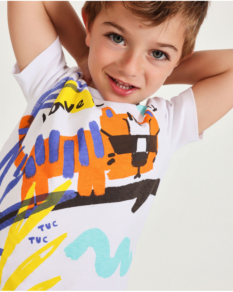 Boys knit T-shirt with a large print