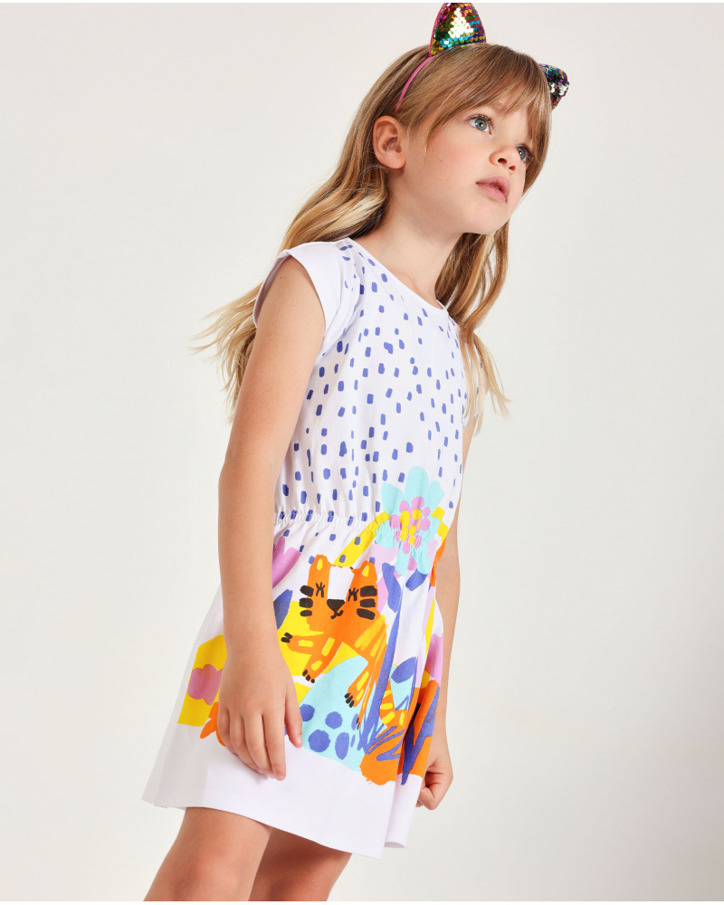 Girls’ knitted dress with elasticated waist