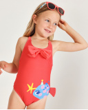 Girls’ knit swimsuit with large bow | tuc tuc