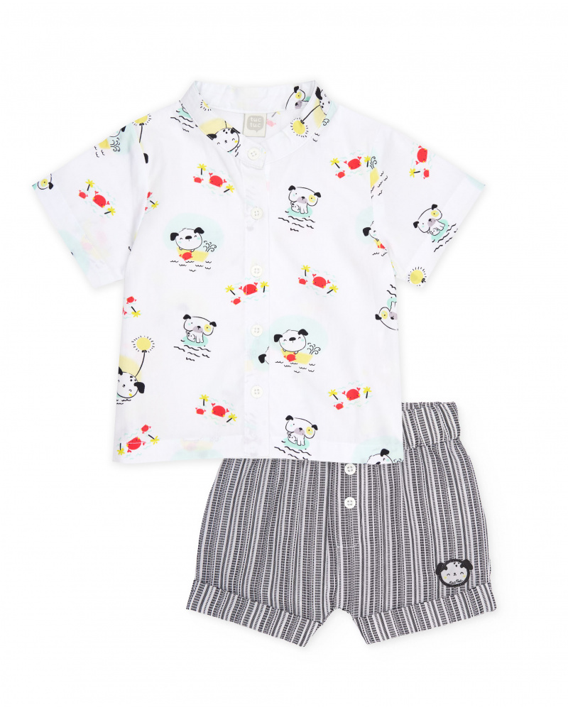 Newborn woven set with a playful print