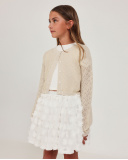 Girls’ knit cardigan with openwork fabric | tuc tuc