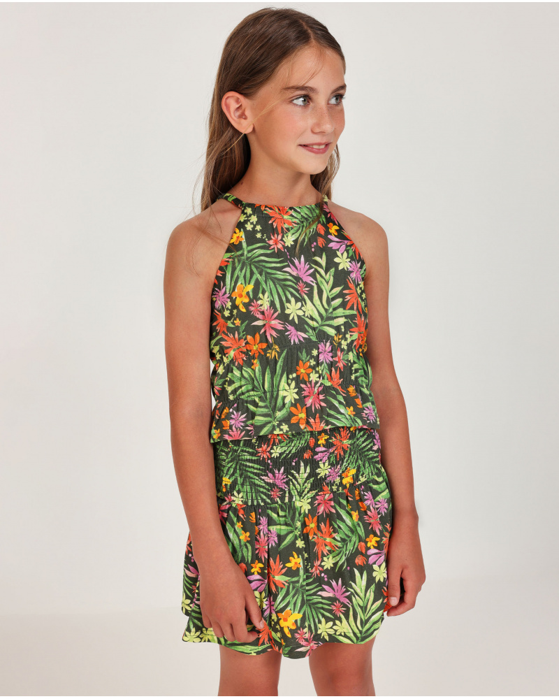 Girls’ knit top with ruched hem